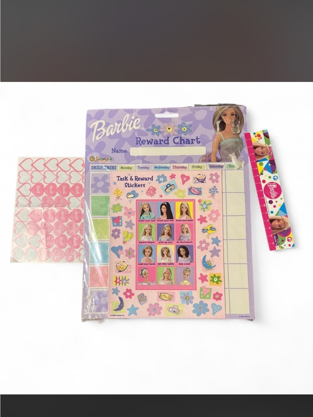 Barbie Pink Purple Reward Chart & Sticker Set with Heart Stickers